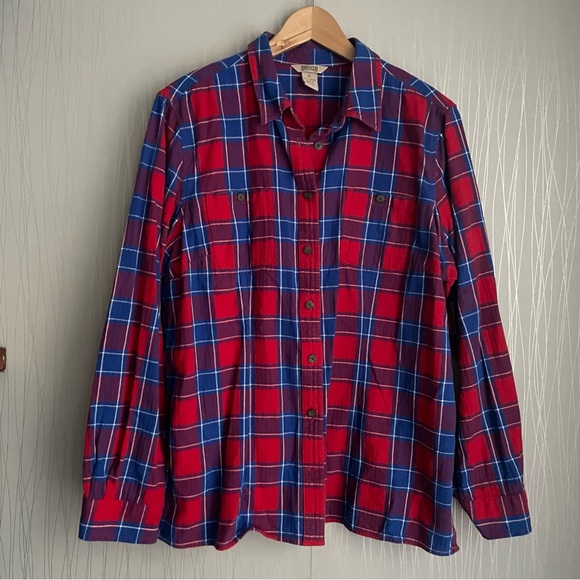 Duluth Trading Co Tops - Duluth Trading Company Flannel Shirt Extra Large Red Blue Plaid XL